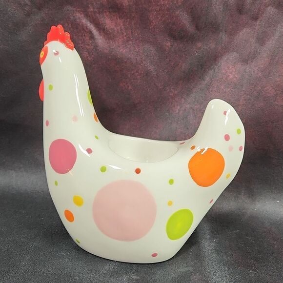 🔸️NIB Partylite Spring Polka Dot Hen Tealight Holder - Picture 6 of 10